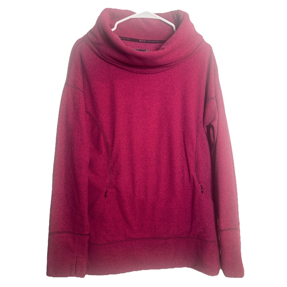MNY Marc New York Women's XL Cowl Neck Pullover‎ Sweatshirt Red Fleece Warm